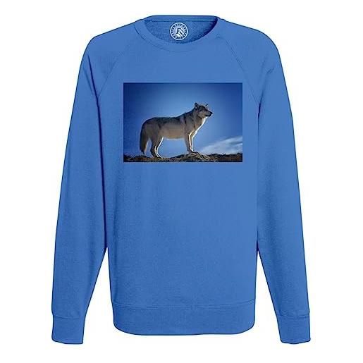 Fabulous felpa da uomo lupo foto natura animale selvaggio cielo blu, blu, m