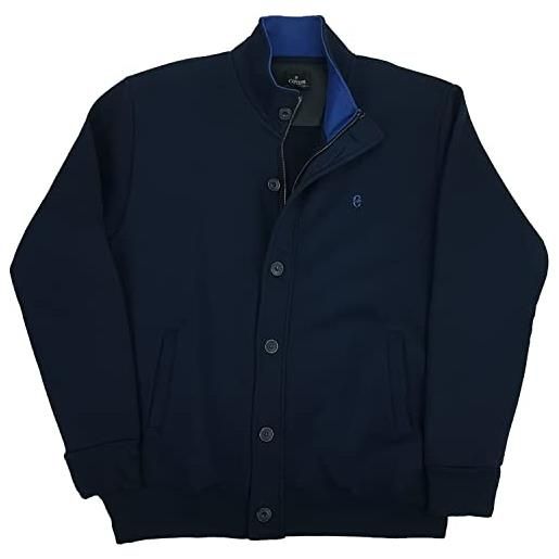Coveri felpa cardigan giacca con bottoni cerniera tasche zip uomo taglie forti xxxxl 5x (4xl - blu)