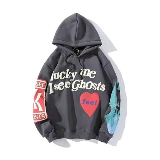 GDFENDU lucky me i see ghosts felpa con cappuccio hip street rapper unisex coppia felpa con stampa novità, a, 3xl