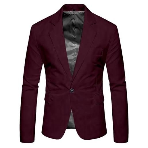 Generisch giacca da uomo di grandi dimensioni, per il tempo libero, da uomo, elegante, da lavoro, giacche eleganti, comode, blazer, minimalista, giacca a maniche lunghe, tinta unita, vino, l