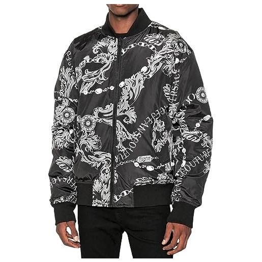 VERSACE JEANS COUTURE giacca reversibile con stampa chain couture modello 75gasd04cqs70 colore nero, nero , 50
