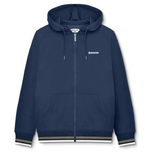 Lambretta felpa da uomo con cappuccio e zip, blu navy/cachi, 3xl