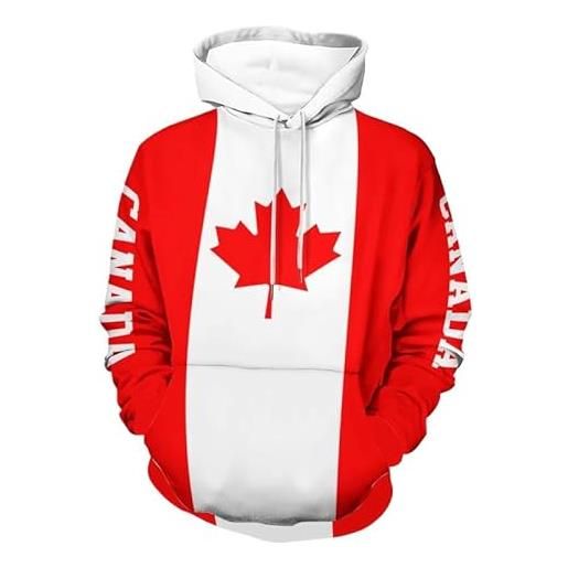 KETAFOUND uomo donna classico felpa con cappuccio - canada emblema bandiera 3d foglia stampa felpe con coulisse pullover, hip-hop manica lunga taglie forti top canada xl