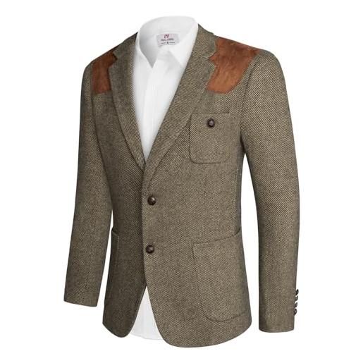 Pj paul jones giacca formale da uomo in tweed a spina di pesce con due bottoni in misto lana, m