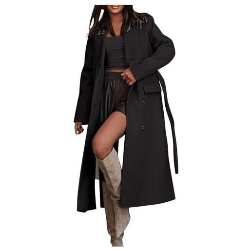 Generic trench lungo da donna, oversize, doppiopetto, con risvolto, soprabito con cintura, abbigliamento alla autunnale 2024 giubbino in pelle donna primaverile gpiumino donna (khaki, m)