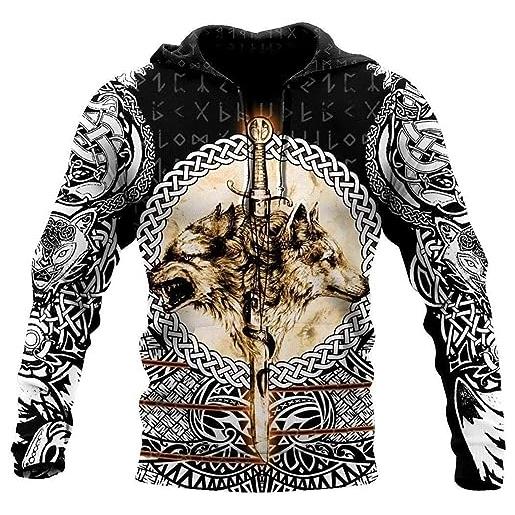 keepmore felpe vichinghe da uomo felpa a maniche lunghe stampata in 3d felpa a maniche lunghe mitologia norrena felpa casual sciolta con tasca