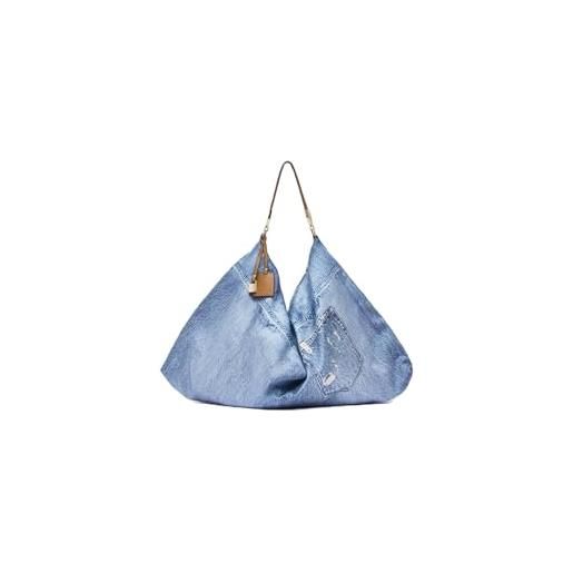 Liu Jo borsa a spalla media denim blu, chiusura con cerniera, manico singolo, 58 x 38 x 5 cm, poliuretano