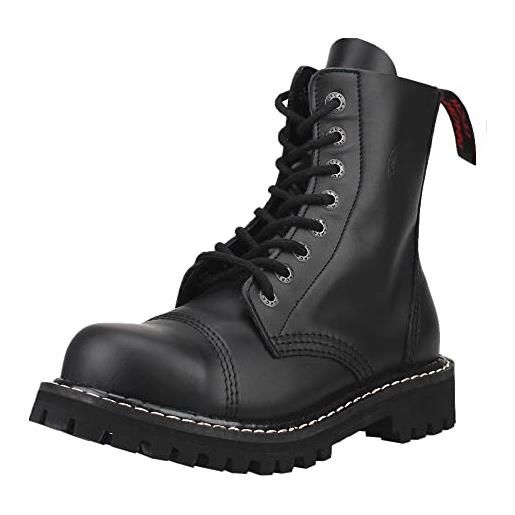 Angry Itch - 8-fori nero vera pelle nero anfibi allacciati militari unisex - taglie 36-48 - made in eu!, eu-größe: eu-40