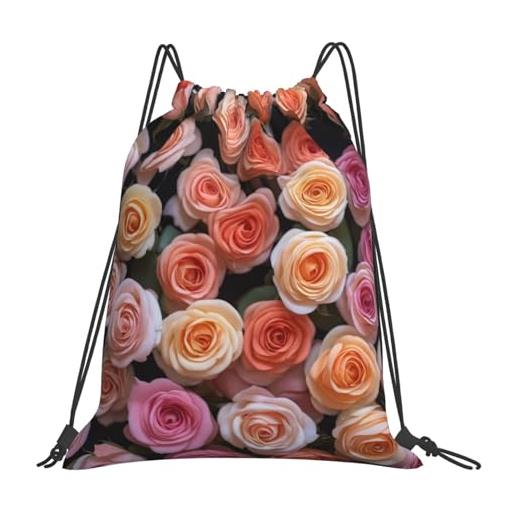 Generic borsa con coulissesacca sportiva per nuoto yoga escursionismo 36x42cm moda pieghevole borsa palestra beautiful rose gift