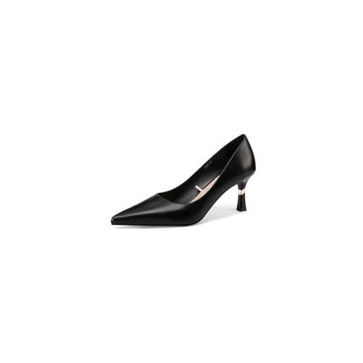 QUEEN HELENA décolleté a punta chiusa scarpe eleganti con tacco medio donna k3517 (nero, sistema taglie calzature eu, adulto, donna, numero, media, 40)