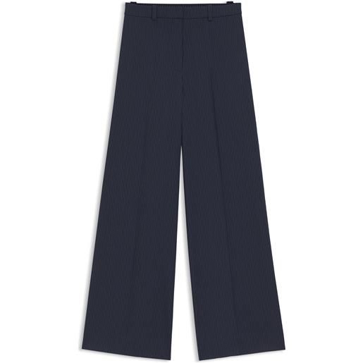 HUGO pantaloni regular fit a gamba larga in tessuto elasticizzato gessato, righe blu