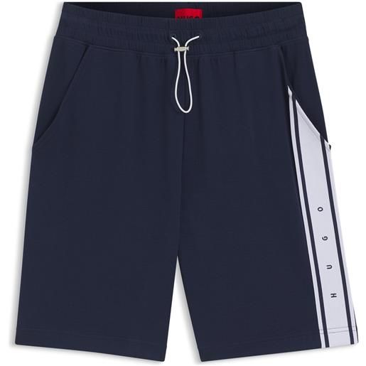 HUGO shorts in cotone elasticizzato con nastro logo, blu scuro