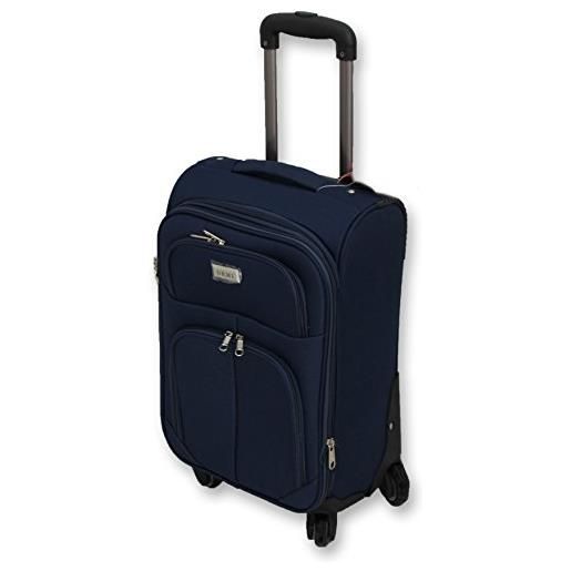 Ormi trolley piccolino espandibile semirigido in poliestere 50 cm 30 litri 4 ruote, bagaglio a mano piccolo ideale solo per brevi viaggi (blu)