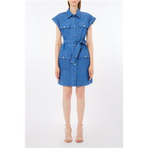 Liu jo abito chemisier in denim, denim blu scuro
