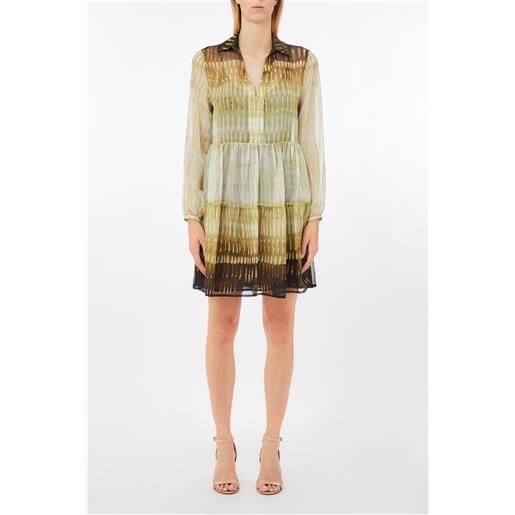 Liu jo abito corto in chiffon stampato, verde