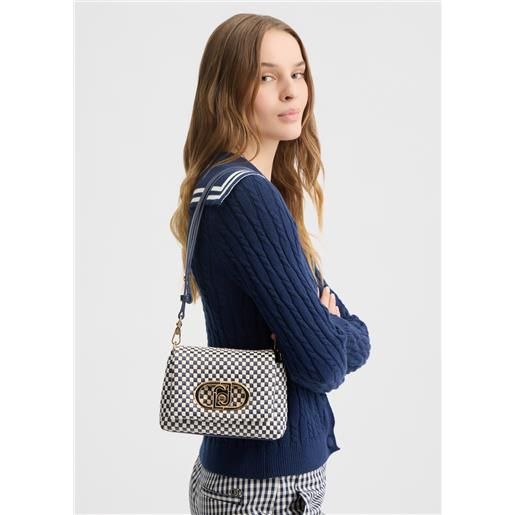 Liu jo borsa lapuffy piccola in vichy, bianco/blu