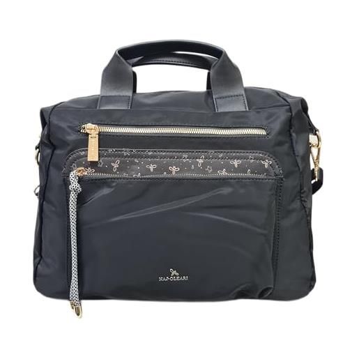 NAJ-OLEARI borsa donna in nylon cartella multitasche portadocumenti multiuso art. 61834 prodotto realizzato con 100% nylon riciclato (nero)