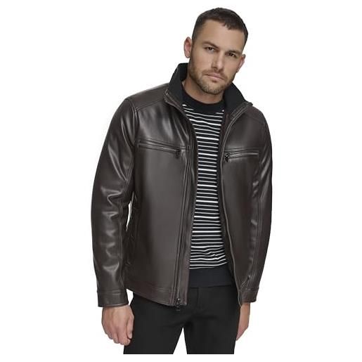 Calvin Klein giacca da uomo everyday essential in ecopelle, marrone heritage, large