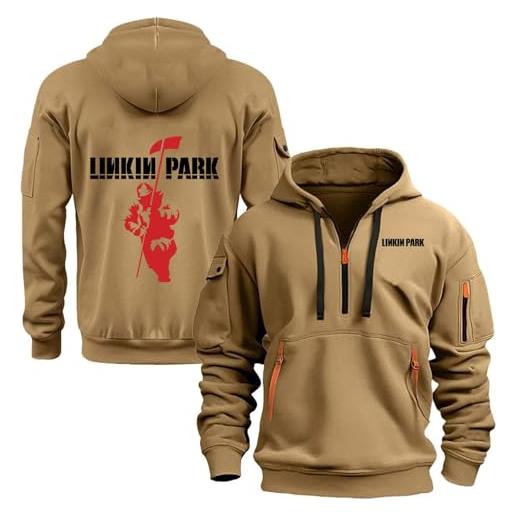 TUIAIFA felpa con cappuccio da uomo for linkin park, felpa con cappuccio semplice, pullover con cappuccio e bottoni, camicia con tasca a marsupio(a, m)