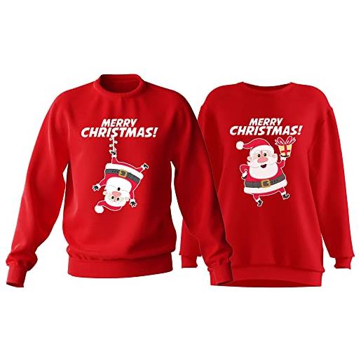t-shirteria coppia felpe girocollo natale - merry christmas - babbo natale - moglie - natalizio - felpe natalizie - regali natalizi