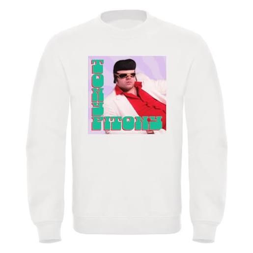 MAGLIERIA CONFORTI felpa girocollo di tony pitony edizione limitata bianca o nera unisex uomo donna ragazzi (it, testo, m, regular, regular, bianco)