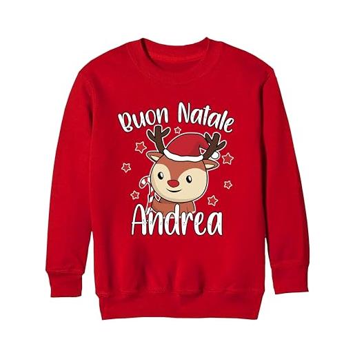 Puzzletee felpa di natale personalizzabile unisex - piccola renna simpatica, regalo natalizio per uomo, donna e bambini
