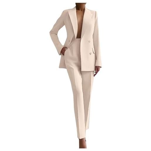 HAOLEI tailleur ufficio donna eleganti pantaloni e giacca da cerimonia curvy blazer offerte lampo blazer a maniche lunghe tuta elastici in vita set di abiti in tinta unita pantalone giacche suit 2024 offerte