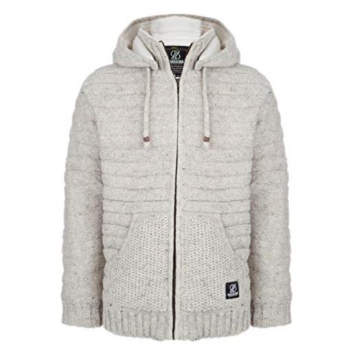 SHAKALOHA LIFE IS FOR LIVING shakaloha - cardigan in lana con cappuccio - chuck ziphood in beige per uomo/unisex - giacca con cappuccio foderata in pile - lavorato a mano in nepal, grigio. , xl