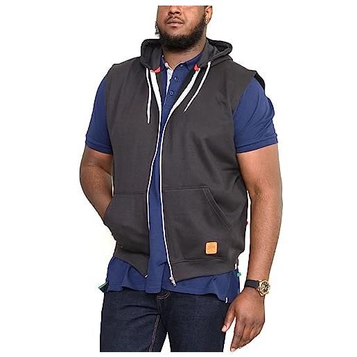 D555 grande king size da uomo felpa con cappuccio duke D555 senza maniche casual giacca con cappuccio felpa con zip - nero, 5xl - torace 150-155cm