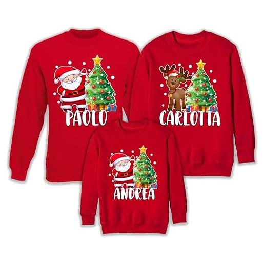 Puzzletee tris felpe natale famiglia nomi personalizzabili babbo natale pupazzo neve snowman christmas tre papà mamma figlio figlia 3 felpa natalizia