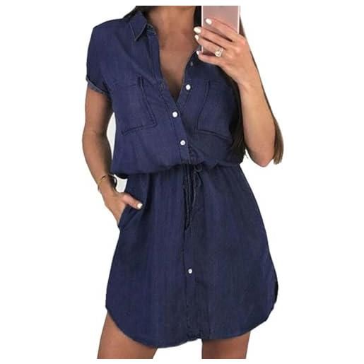 nicticsi mini abito da donna elegante moda vestiti di jeans slim-fit estivi abito a manica corta chic retro bodycon vestito casual a01 s