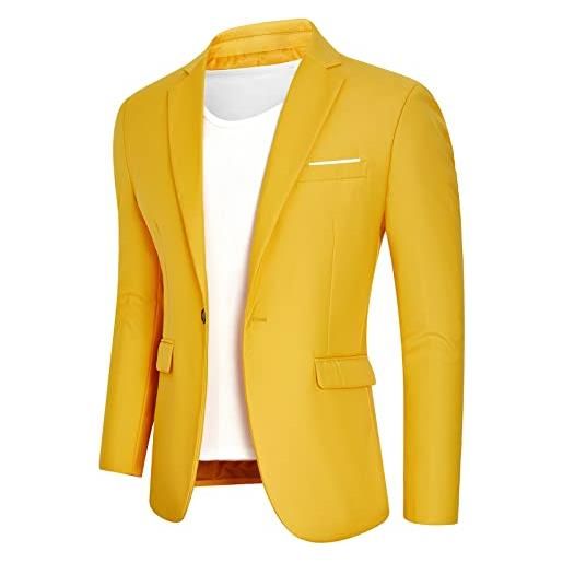 Catheive giacca da uomo blazer casual slim fit con un bottone, cappotto sportivo, giacca da abito elegante bianca