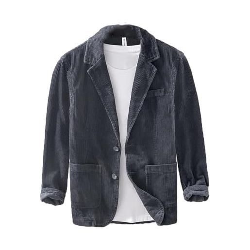 HEYDHSDC blazer casual autunnali per uomo abito da pendolarismo quotidiano giacche monopetto in velluto a coste di cotone solido gray m