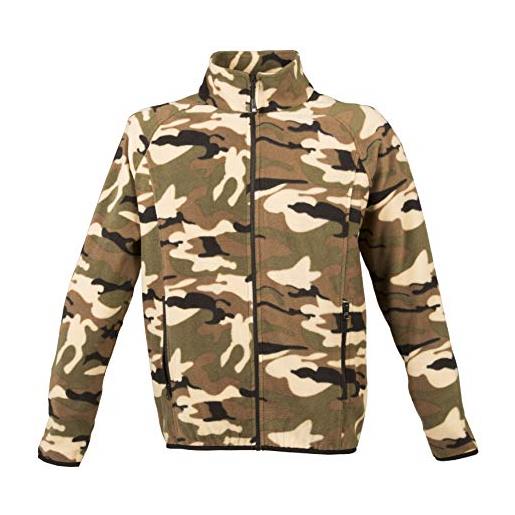 JRC metz man 993090 felpa in pile antipilling da uomo 100% poliestere chiusura zip tasche laterali camouflage verde (3xl)