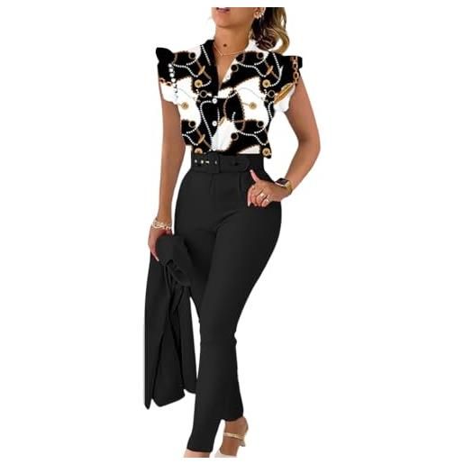 Yegirlzs completo donna elegante tailleur 2 pezzi set senza maniche top e pantaloni curvy completo due pezzi costume suit casual outfits streetwear b albicocca xxl