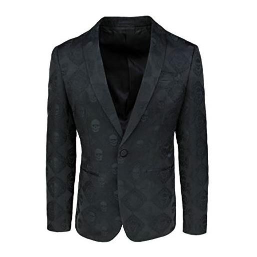 Evoga giacca blazer uomo class sartoriale nero in fantasia teschi cranio (xl, nero)
