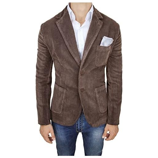 Evoga giacca uomo invernale in velluto marrone testa di moro blazer cappotto casual elegante (l, marrone)