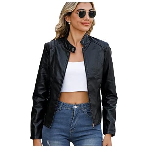 Peuignao giacca similpelle donna corta giubbino ecopelle donna giacca biker jacket donna giubbotto similpelle faux leather jacket donna giacche ecopelle giacca curvy nero xxl