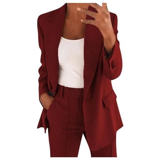 Generic completo donna elegante tailleur autunno e invernale 2 pezzi risvolto blazer pantaloni giacca abbigliamento per ufficio business ol cerimonia curvy tuta