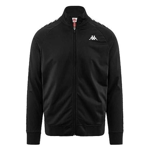 Kappa - felpa con zip, uomo, nero, poliestere, streetwear sportivo. 222 banda anniston slim, taglia: 2xl