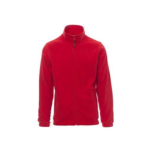 PAYPER nepal felpa pile uomo donna 100% poliestere chiusura zip elastici stringi polso tasche laterali rosso (s)