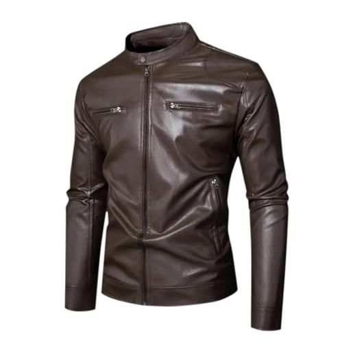 HAOLEI giacca in pelle da uomo blazer vintage in pelle pu giacca cappotto in ecopelle giubbotto da motociclista slim retr casual giubbotto da pilota in finta per andare in moto feste in maschera gite viaggi