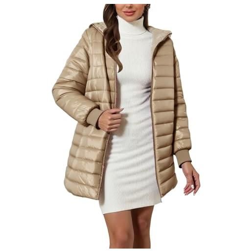 Generico piumino donna 100 grammi caldo antivento leggero piumini con cappuccio invernali trapuntato imbottito giubbotto elegante comodo mezza stagione giacca manica lunga taglie forti cappotto casual