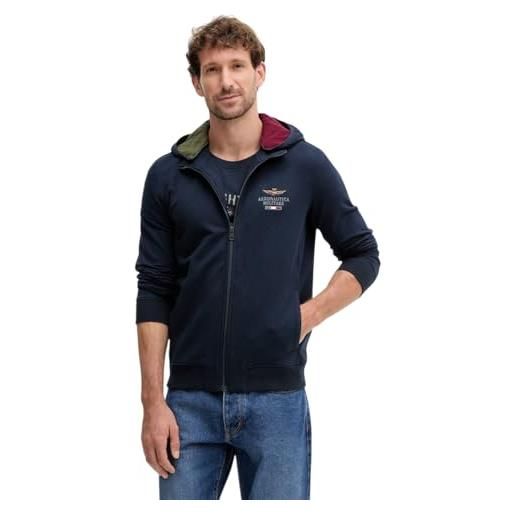 Aeronautica Militare felpa uomo con cappuccio removibile 252fe2078uf00662 8057630575660 - s blu navy s