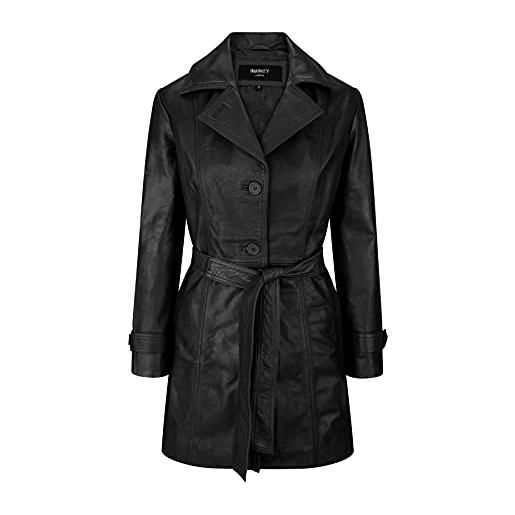 TruClothing infinity giacca lunga da donna in vera pelle marrone stile blazer retro vintage marrone
