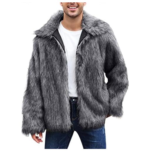 KHIRVWL giacche e cappotti da uomo di pelliccia sintetica da uomo morbido cappotto di peluche cardigan in pelliccia sintetica cappotto spessa caldo manica lunga invernale giubbotto parka addensato giacche