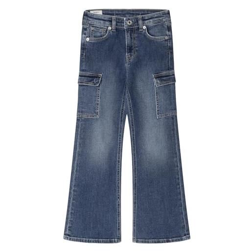 Pepe Jeans slim flare cargo jr jeans, blu (denim), 16 anni bambina