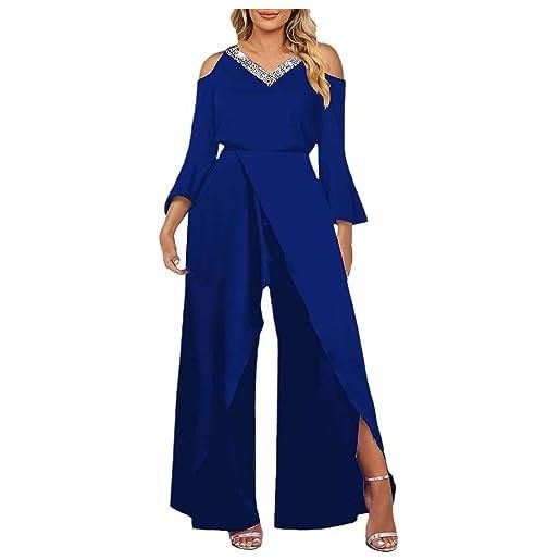 Generic tute donna eleganti da cerimonia jumpsuit tutina tute larghe a gamba larga tuta lunga casual senza maniche jumpsuit estivo tasche pantaloni larghi per matrimonio, damigella d'onore, feste, pantaloni