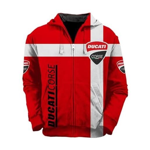 CLOZAM felpe con cappuccio da uomo con cerniera completa per ducati 3d stampa maglione baseball uniforme casual felpe con cappuccio moto con cappuccio con grande tasca-a ||2xl