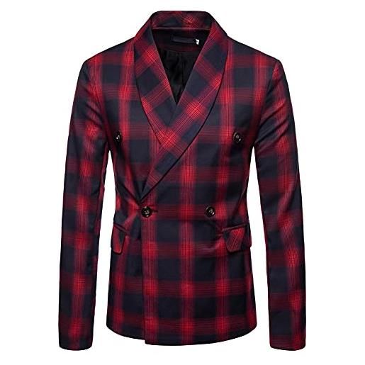 GUOCU giacche uomo casual giacca doppiopetto slim fit a righe classica blazer a righe verticali con due bottoni giacca abito a quadri giacca da lavoro con revers smoking da sposa elegante cappotto